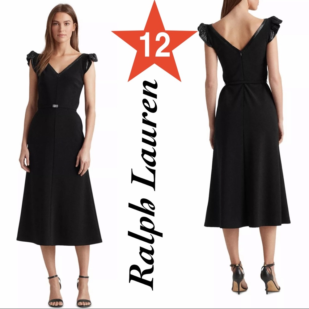 Ralph Lauren Sequins dress size 12 black NWT - Picture 1 of 11